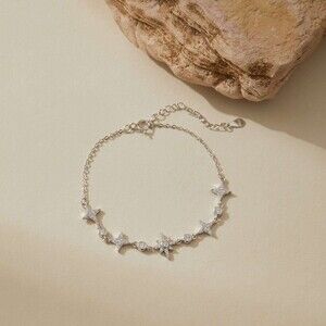 Museori Sterling Silver Star Charm Bracelet Dainty Celestial